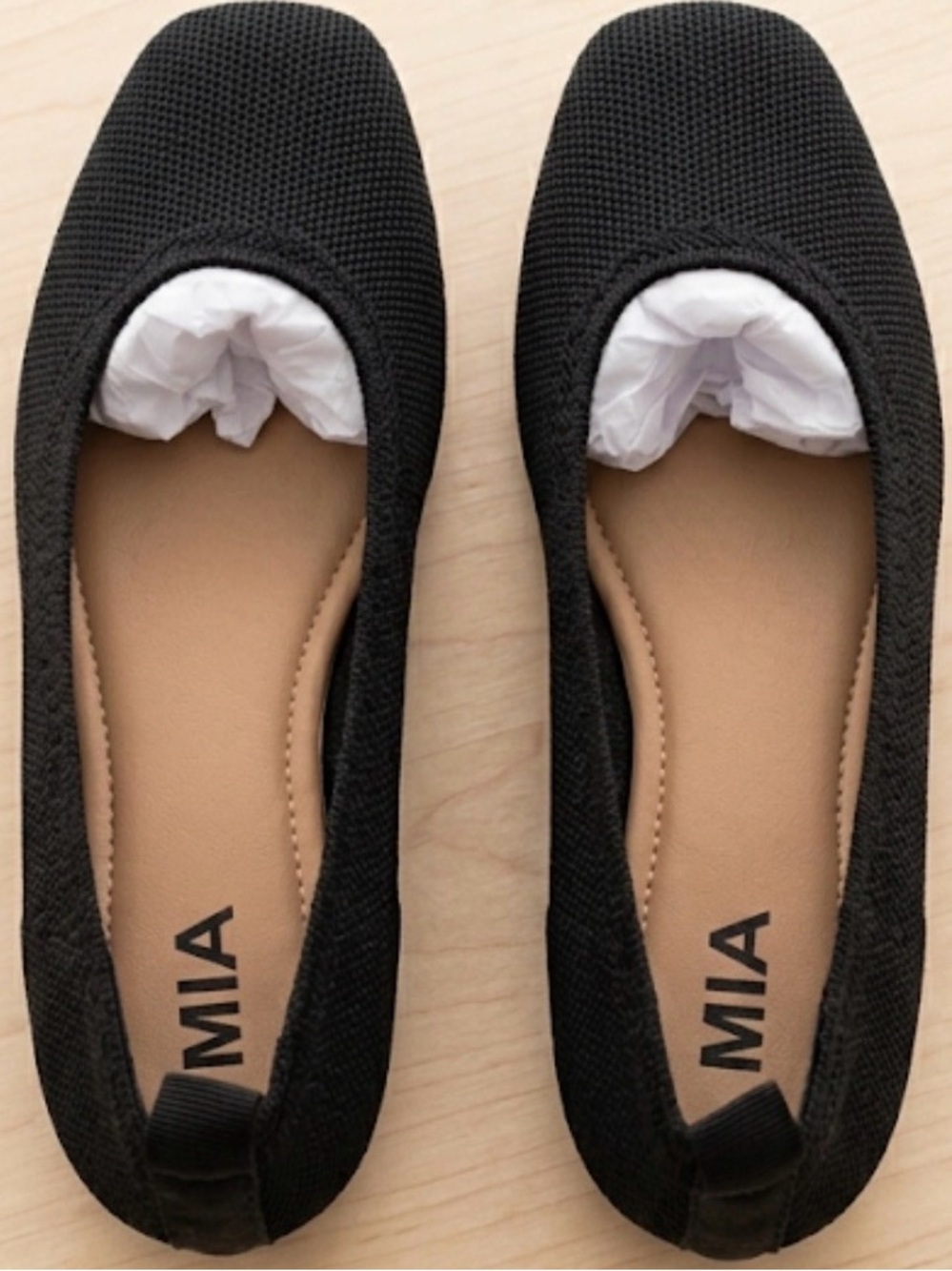 MIA Black Knit Slip-On Ballet Flats